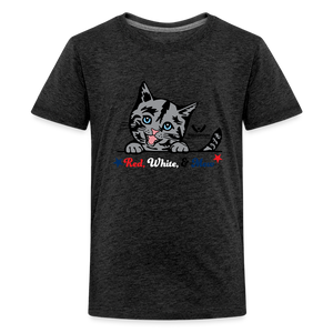 Red White & Mew Kids' Premium T-Shirt - charcoal grey