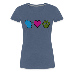 WI Loves Pets Contoured Premium T-Shirt - heather blue