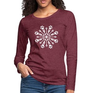 Paw Snowflake Premium Long Sleeve T-Shirt - heather burgundy