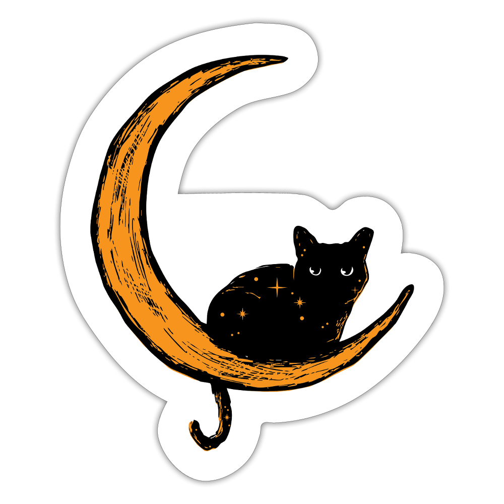 Moon Cat Sticker - white matte