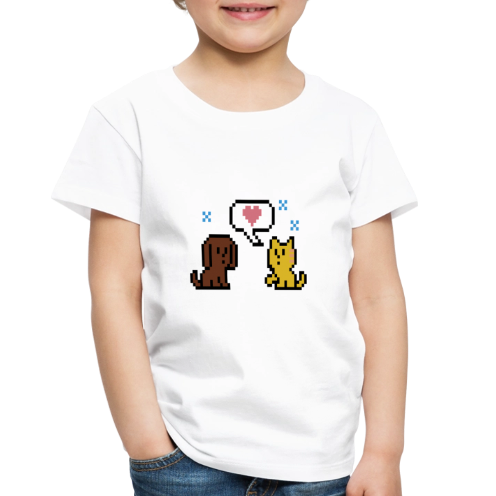 8-Bit Dog & Cat Toddler Premium T-Shirt - white