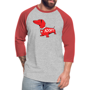 "Big Red Dog" Baseball T-Shirt - heather gray/red