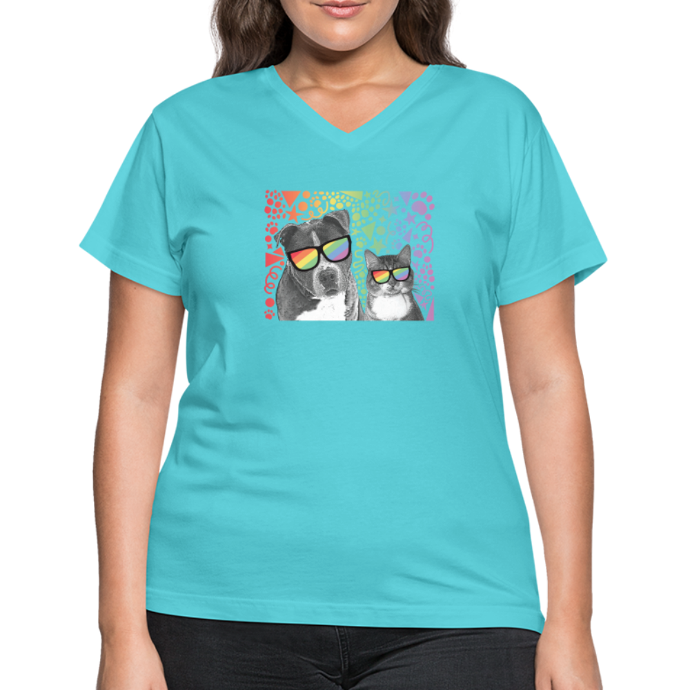 
                  
                    Pride Party Contoured V-Neck T-Shirt - aqua
                  
                