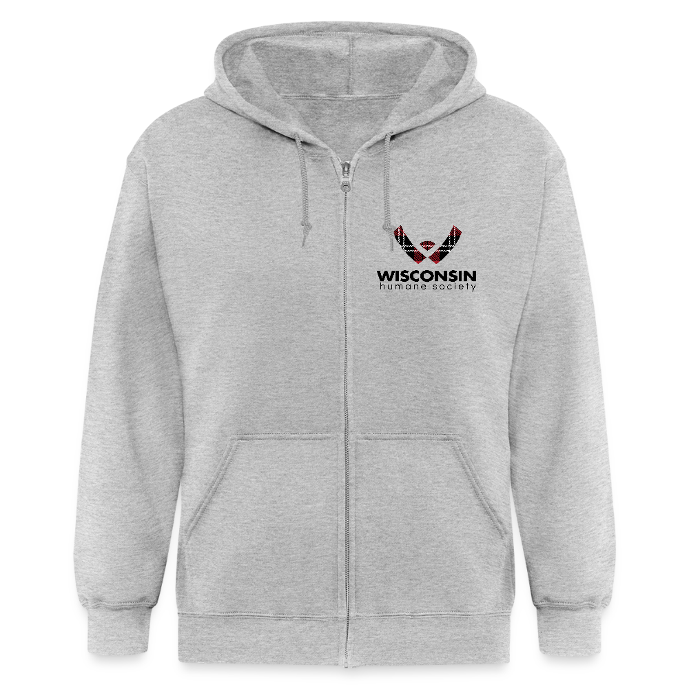 WHS Plaid Logo Zip Hoodie - heather gray