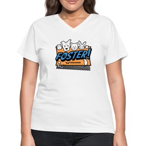 Foster Logo Contoured V-Neck T-Shirt - white