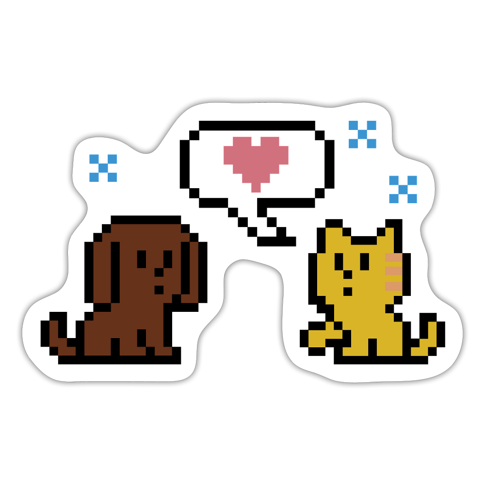WHS 8-Bit Dog&Cat Sticker - white matte