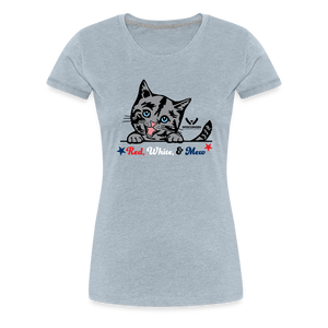 Red White & Mew Contoured Premium T-Shirt - heather ice blue