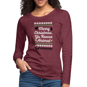 Ya Rescue Animal Contoured Premium Long Sleeve T-Shirt - heather burgundy