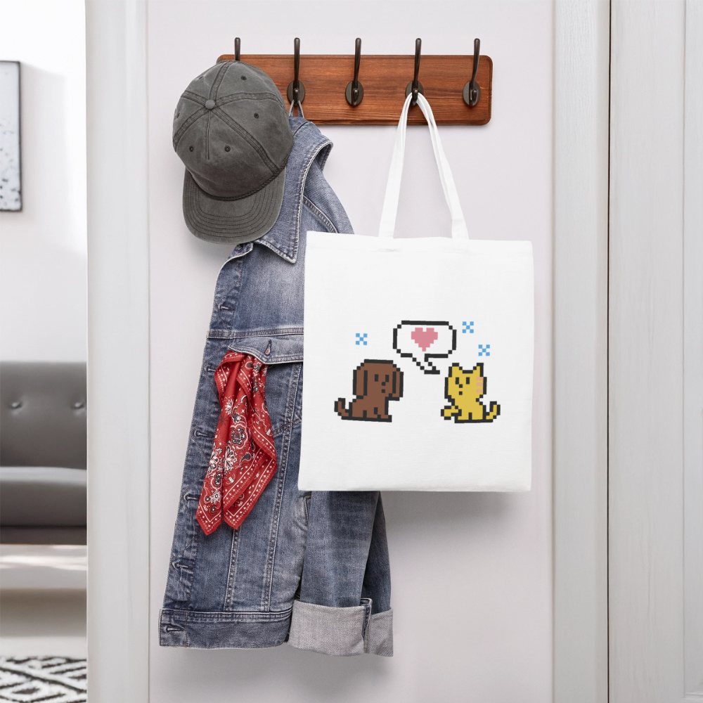 
                  
                    8-Bit Dog & Cat Recycled Tote Bag - white
                  
                