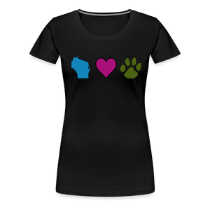 WI Loves Pets Contoured Premium T-Shirt - black