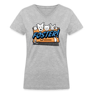 Foster Logo Contoured V-Neck T-Shirt - gray