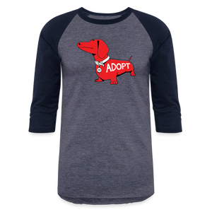 "Big Red Dog" Baseball T-Shirt - heather blue/navy