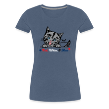 Load image into Gallery viewer, Red White &amp; Mew Contoured Premium T-Shirt - heather blue