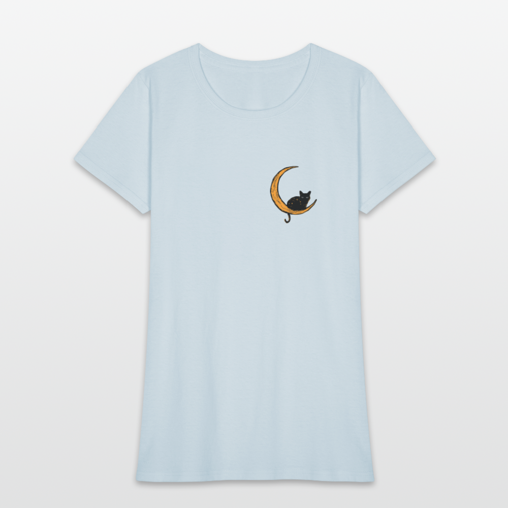 Moon Cat (Light) Contoured T-Shirt - light blue
