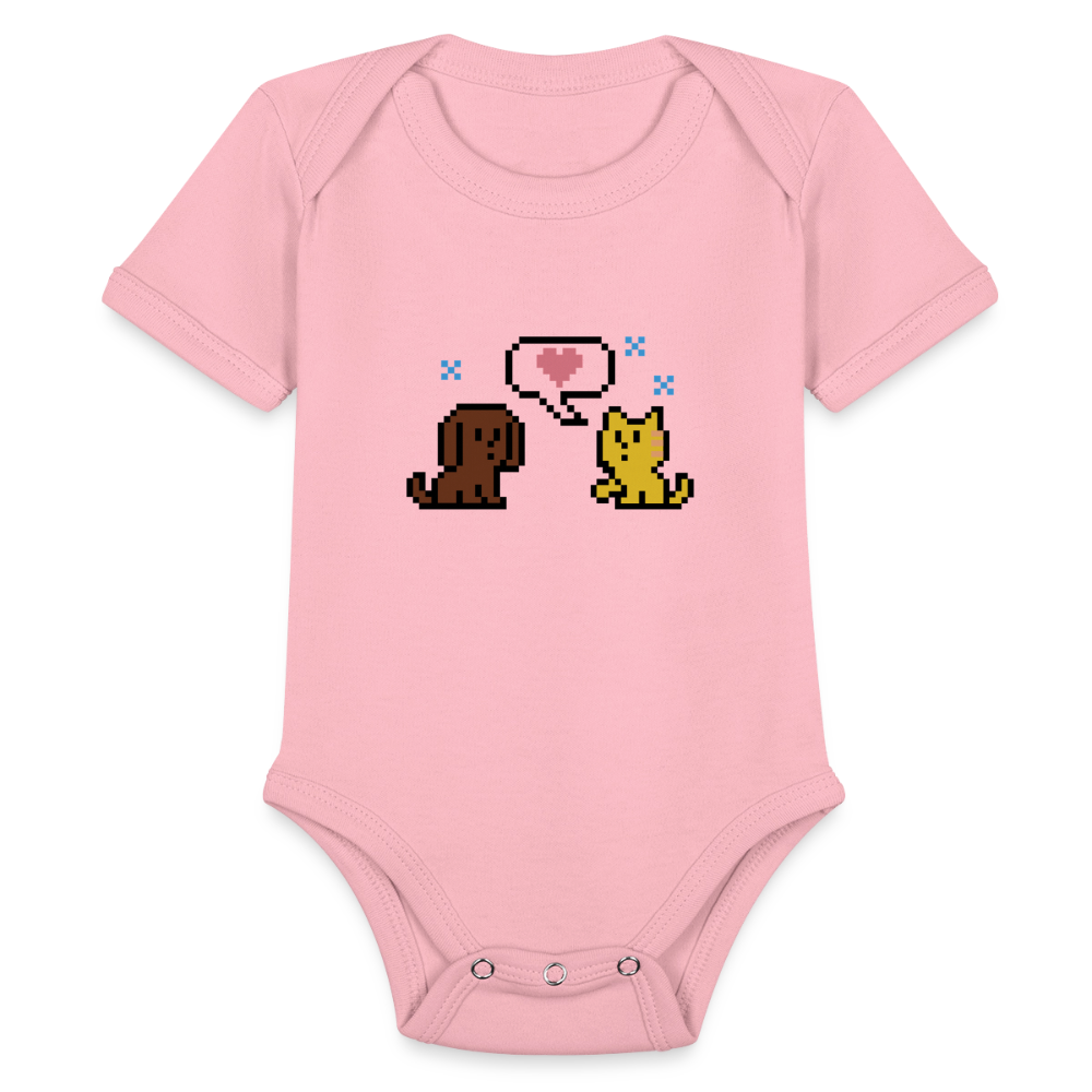 
                  
                    8-Bit Dog & Cat Organic Short Sleeve Baby Bodysuit - light pink
                  
                