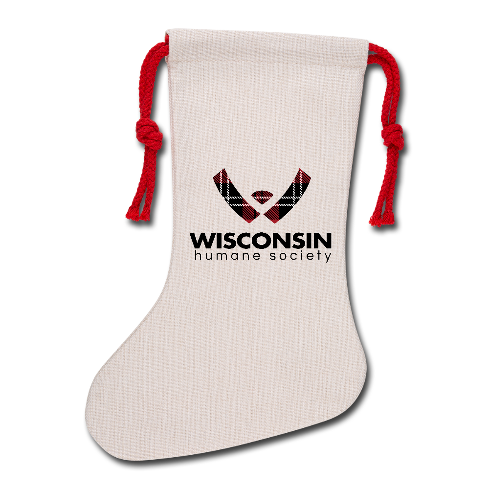 WHS Plaid Logo Natural Holiday Stocking - natural