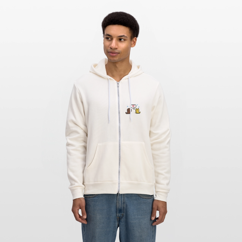 8-Bit Dog & Cat Bella + Canvas Unisex Full Zip Hoodie - vintage white