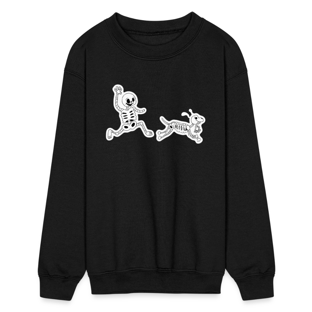 Skeleton Friends Kids' Crewneck Sweatshirt - black