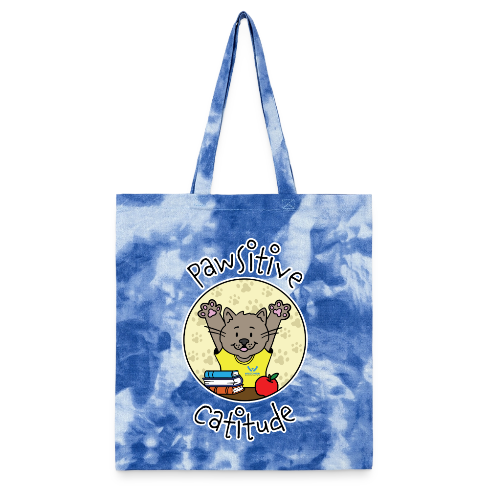 WHS Pawsitive Catitude Tie Dye Tote Bag - cloudy blue