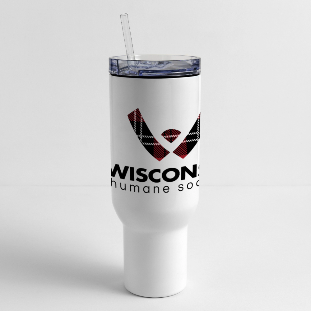 WHS Plaid Logo 40 oz Travel Tumbler - white