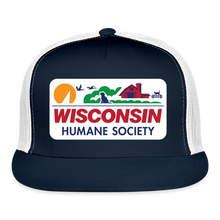 Load image into Gallery viewer, WHS License Plate Trucker Cap - navy/white