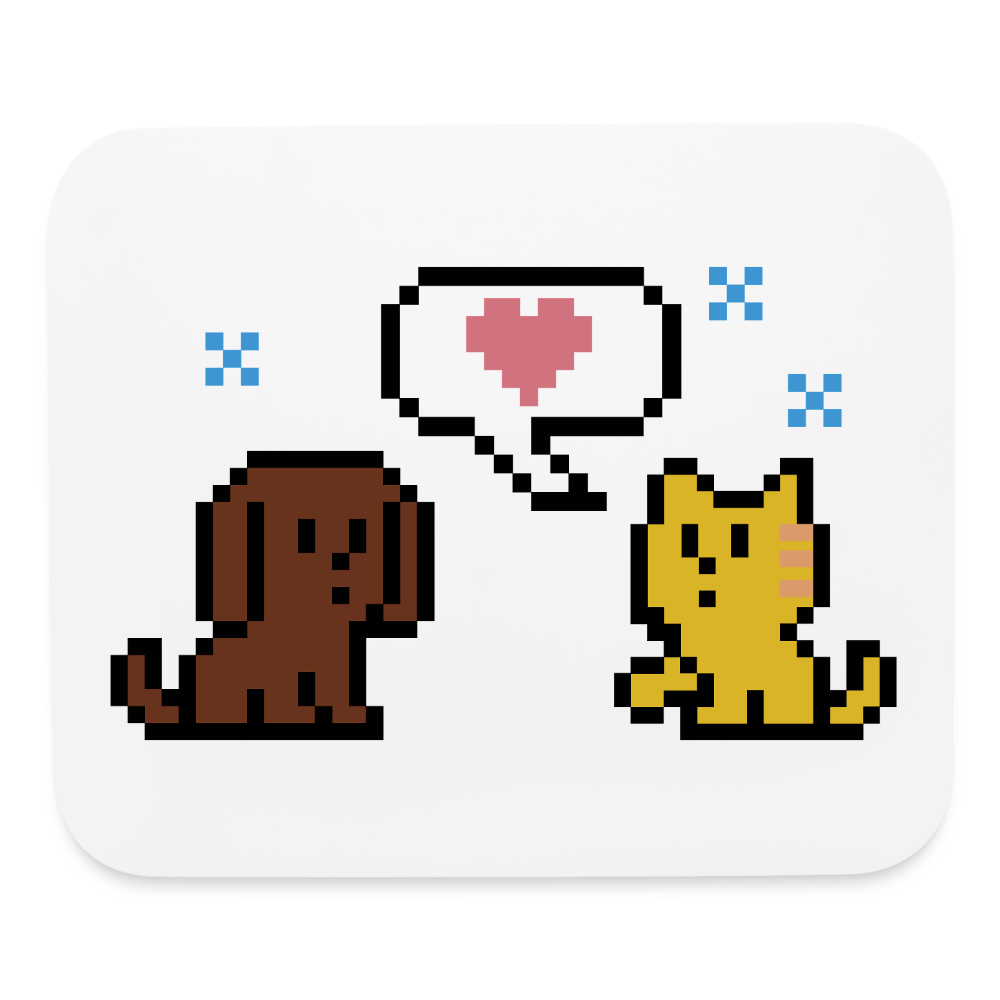 8-Bit Dog & Cat Mouse Pad - white