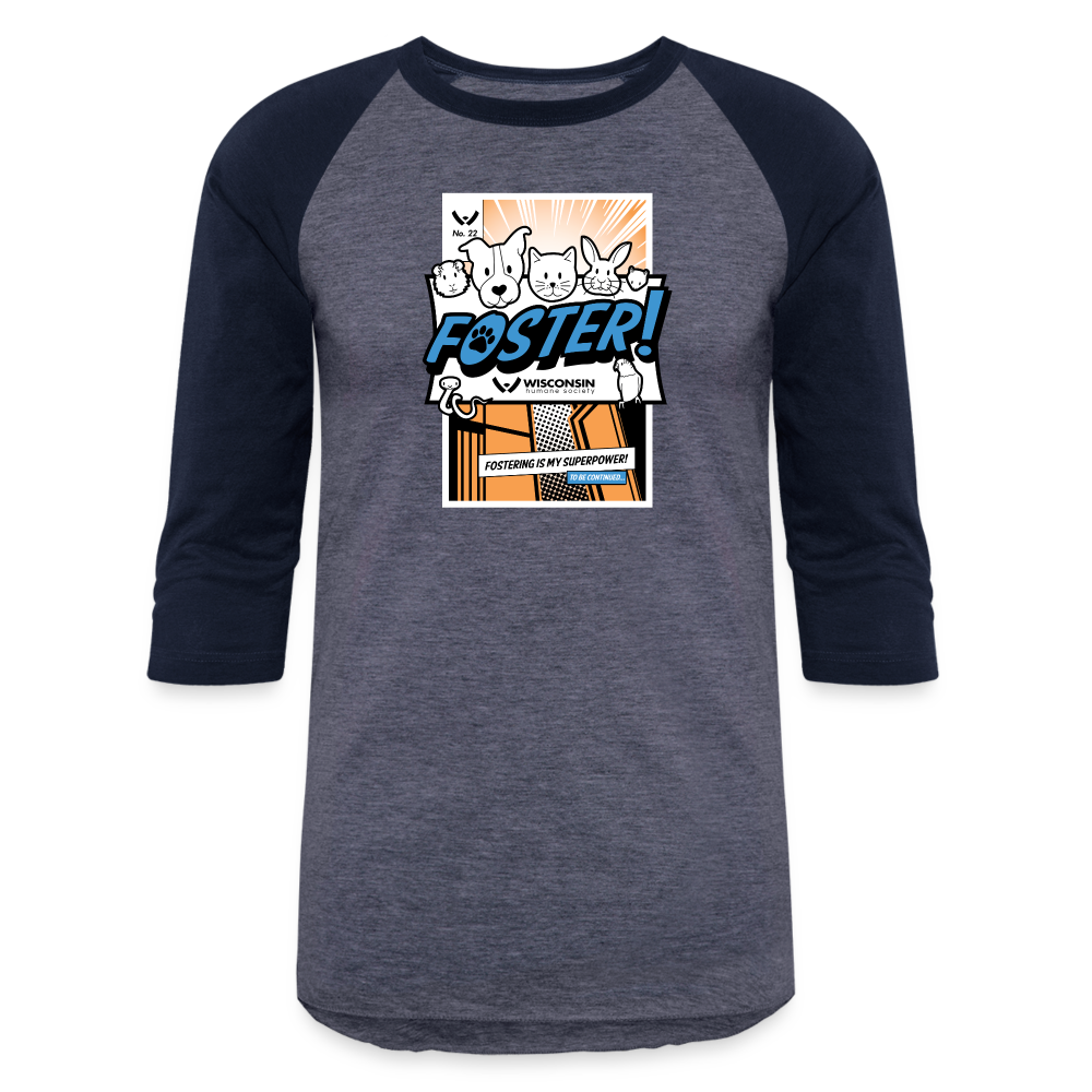 Foster Comic Baseball T-Shirt - heather blue/navy