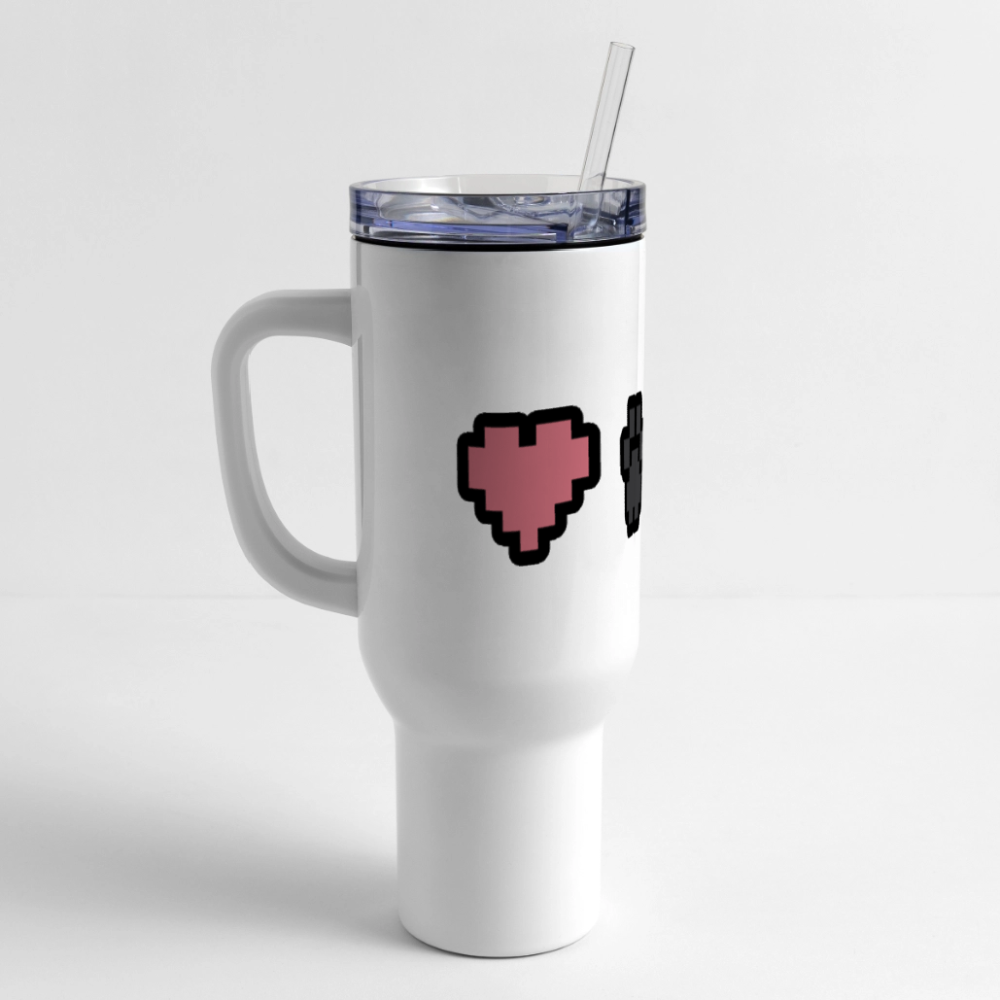 8-Bit Paw Heart 40 oz Travel Tumbler - white