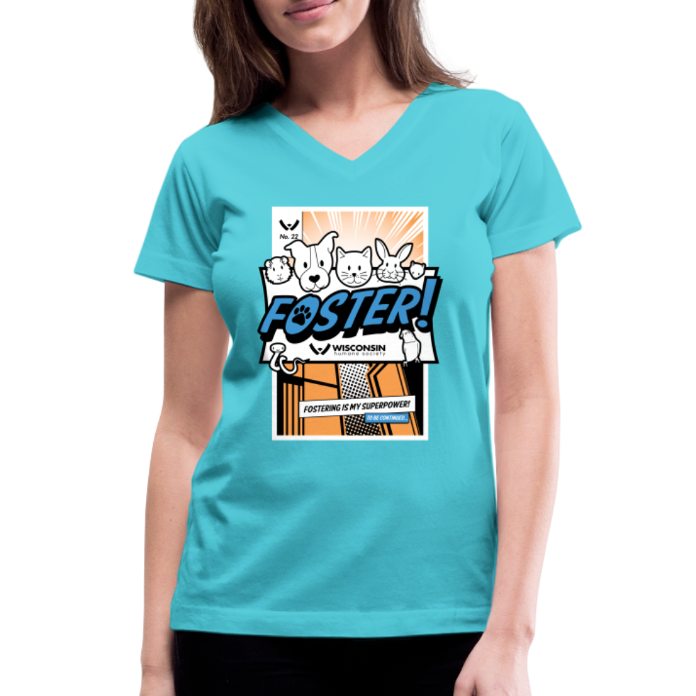 
                  
                    Foster Comic Contoured V-Neck T-Shirt - aqua
                  
                