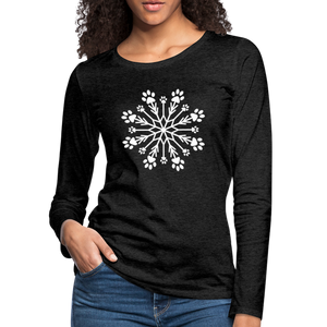 Paw Snowflake Premium Long Sleeve T-Shirt - charcoal grey