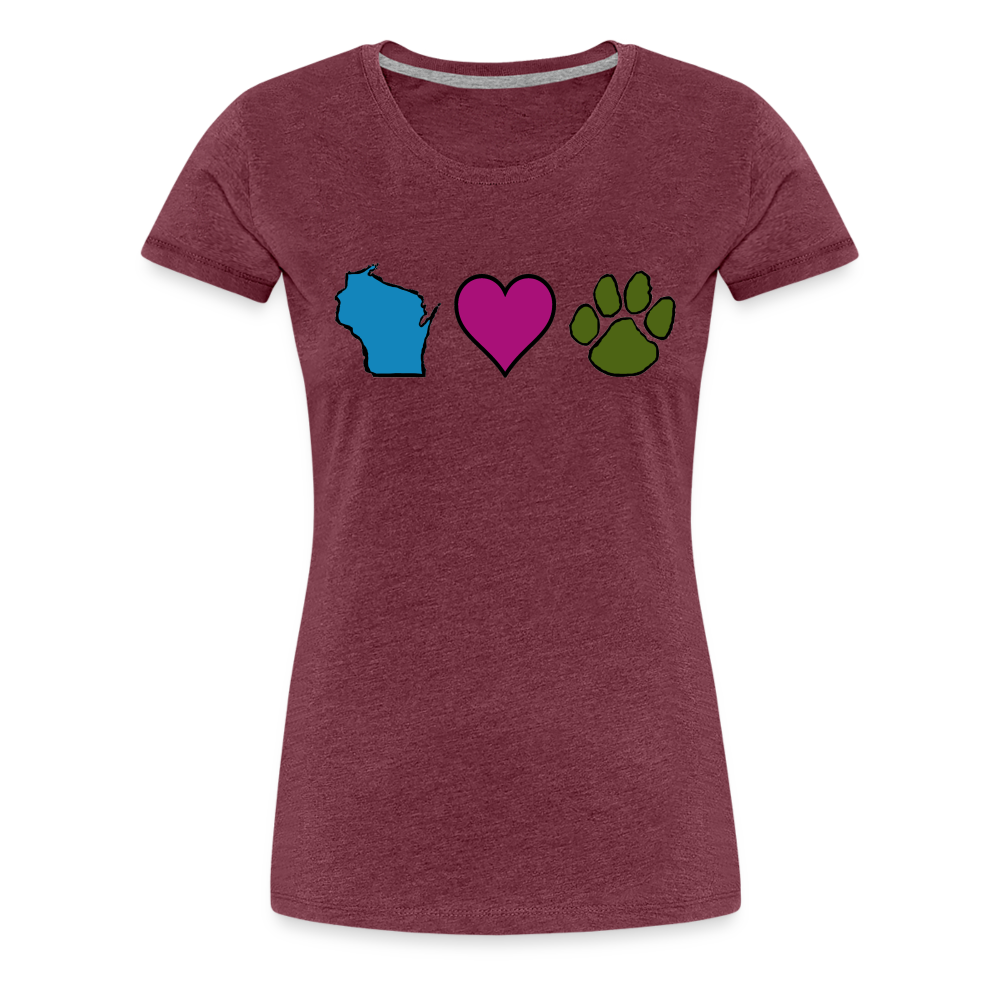 
                  
                    WI Loves Pets Contoured Premium T-Shirt - heather burgundy
                  
                