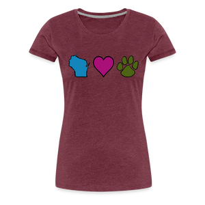 WI Loves Pets Contoured Premium T-Shirt - heather burgundy