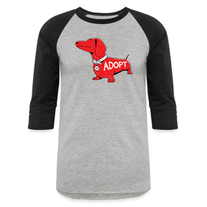 "Big Red Dog" Baseball T-Shirt - heather gray/black