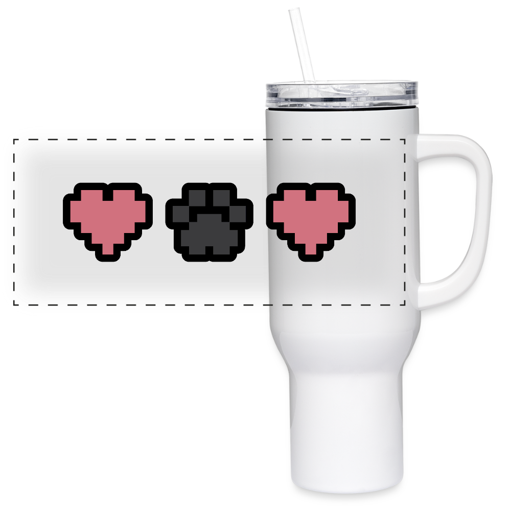 8-Bit Paw Heart 40 oz Travel Tumbler - white