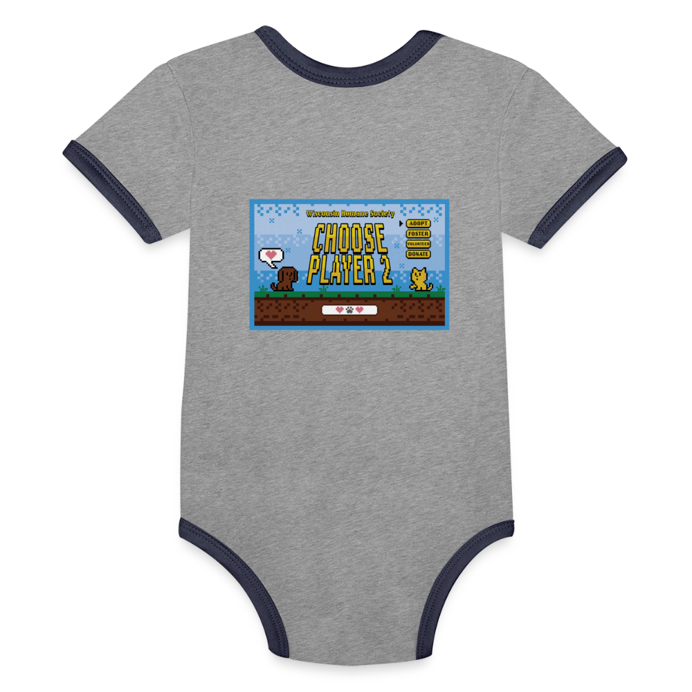 
                  
                    WHS Player 2 Organic Contrast Short Sleeve Baby Bodysuit - heather gray/navy
                  
                