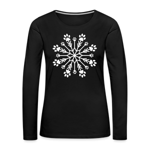 Paw Snowflake Premium Long Sleeve T-Shirt - black