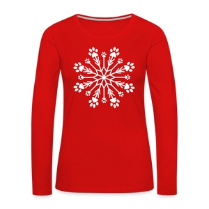 Paw Snowflake Premium Long Sleeve T-Shirt - red