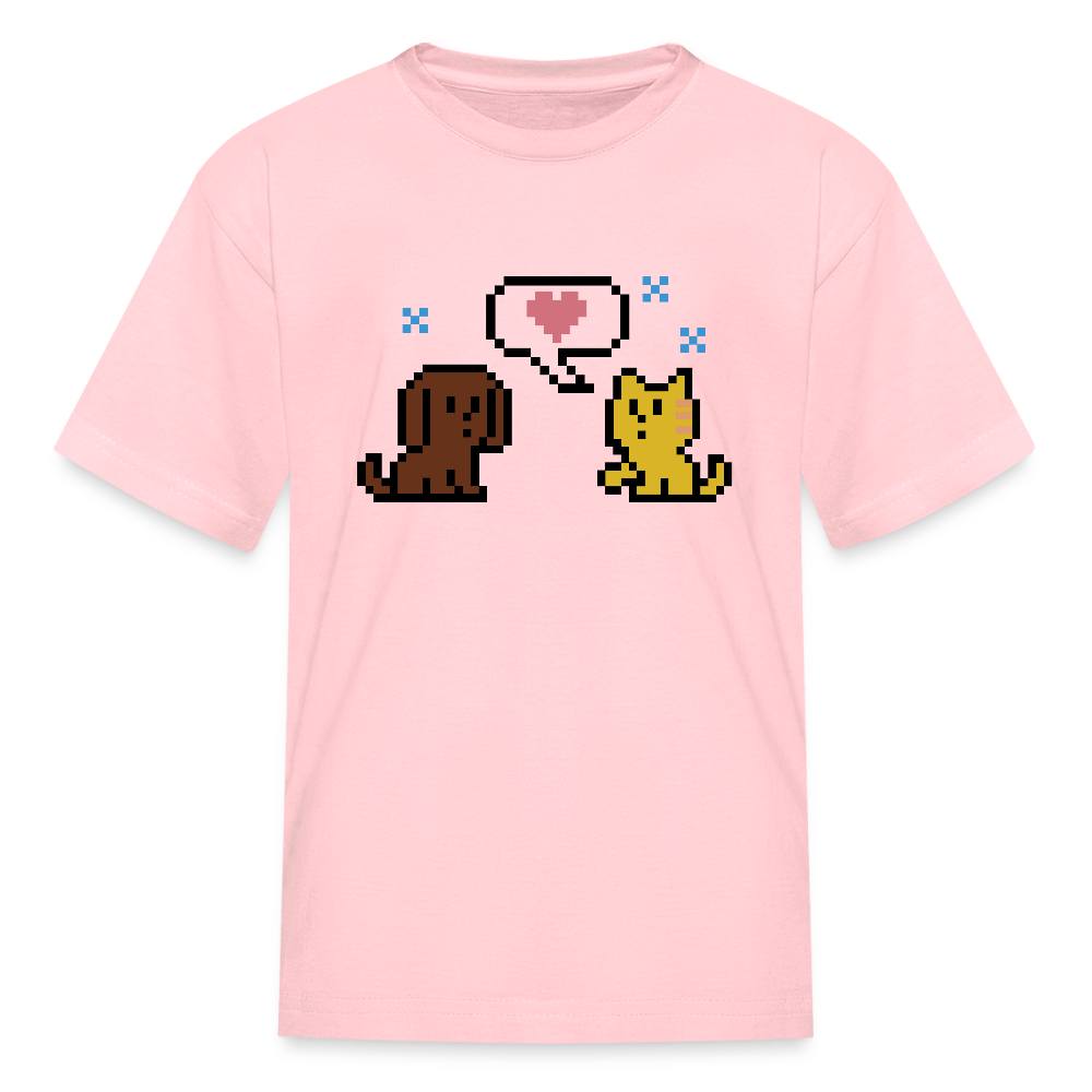 8-Bit Dog & Cat Kids' T-Shirt - pink