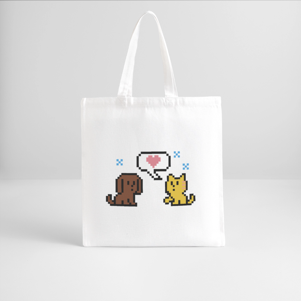 8-Bit Dog & Cat Recycled Tote Bag - white