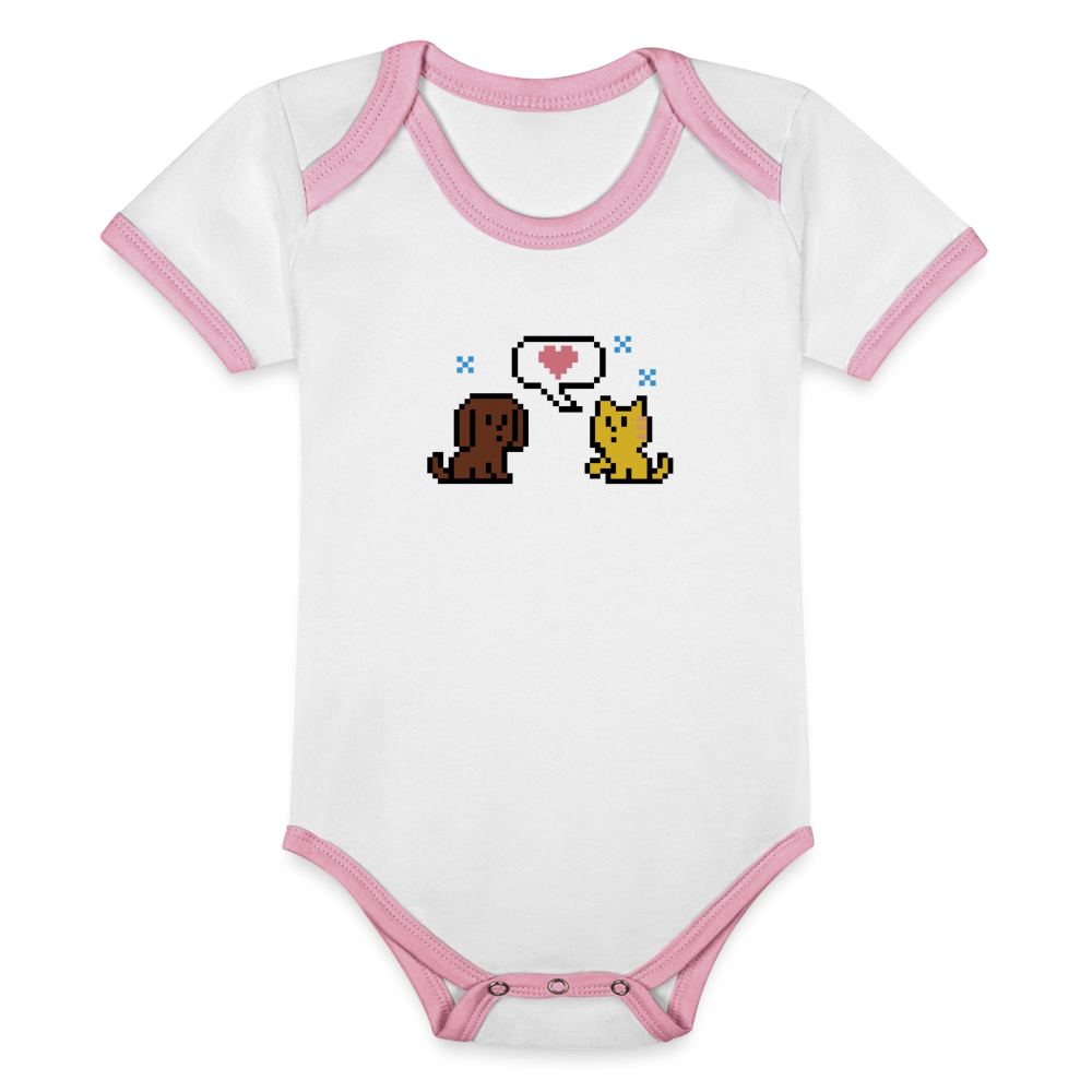 
                  
                    8-Bit Dog & Cat Organic Contrast Short Sleeve Baby Bodysuit - white/pink
                  
                