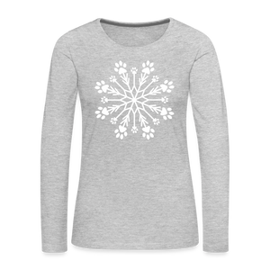 Paw Snowflake Premium Long Sleeve T-Shirt - heather gray