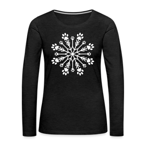 Paw Snowflake Premium Long Sleeve T-Shirt - charcoal grey