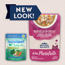 Load image into Gallery viewer, Natural Balance Original Ultra Platefulls Turkey, Salmon &amp; Chicken Recipe Morsels in Gravy Wet Cat Food Pouches
