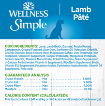 Load image into Gallery viewer, Wellness Simple Natural Limited Ingredient Diet Lamb and Oatmeal Recipe Wet Canned Dog Food