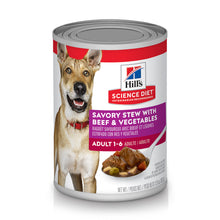 Load image into Gallery viewer, Hill&#39;s Science Diet Adult Savory Stew with Beef &amp; Vegetables Canned Dog Food