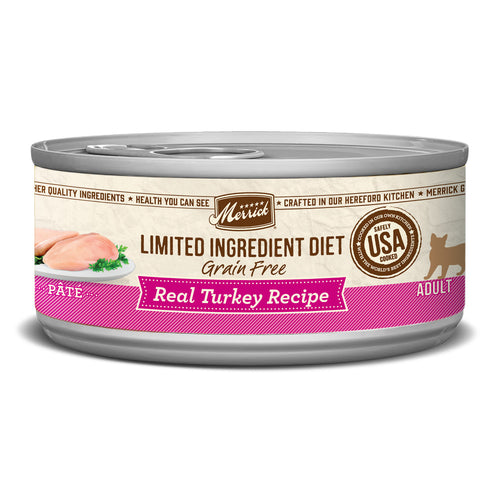 Merrick Limited Ingredient Diet Premium Grain Free And Natural Canned Pate Wet Cat Food, Turkey Recipe