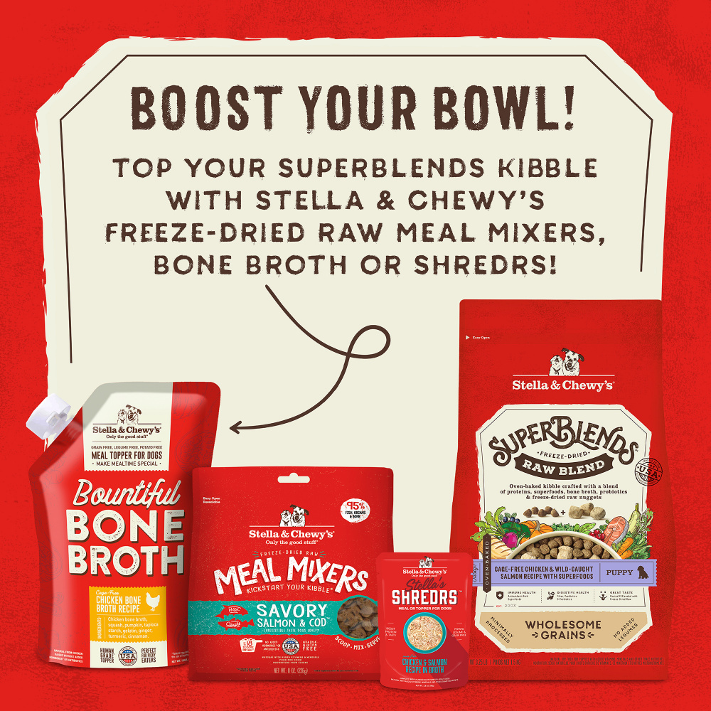 
                  
                    Stella & Chewy's SuperBlends Raw Blend Wholesome Grains Puppy Cage Free Chicken & Wild Caught Salmon Recipe with Superfoods
                  
                