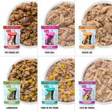 Load image into Gallery viewer, Weruva Dogs in the Kitchen Grain Free Pooch Pouch Party! Variety Pack Wet Dog Food Pouches