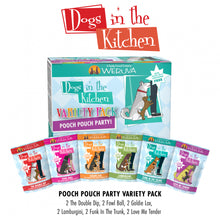 Load image into Gallery viewer, Weruva Dogs in the Kitchen Grain Free Pooch Pouch Party! Variety Pack Wet Dog Food Pouches
