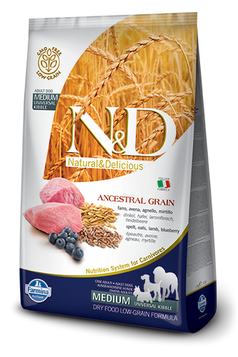Farmina N&D Natural and Delicious Low Grain Medium Adult Lamb & Blueberry Dry Dog Food
